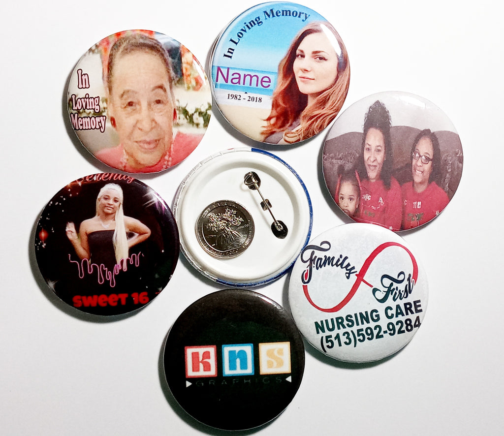Custom/ Personalized buttons – KNS Graphics/Keepsakes